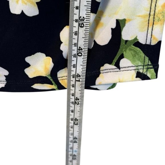 Lauren Ralph Lauren Women’s Navy Yellow Floral Pullover Stretchy Dress Size 14 - Picture 10 of 11